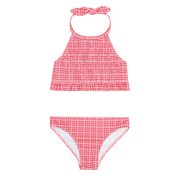 girls poppy gingham smocked halter bikini