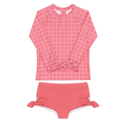 girls poppy gingham tie-knot rashguard set