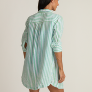 women's tamarin stripe long sleeve button down shirt dress