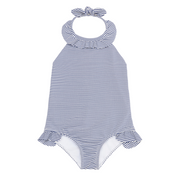 girls harbor stripe ruffle halter one piece