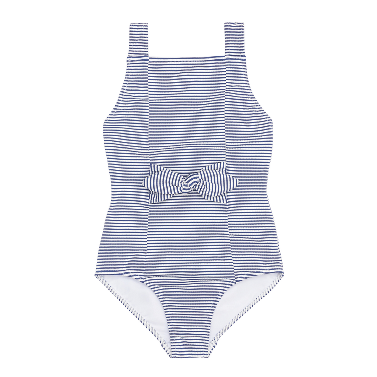 girls harbor stripe tie-front one piece – minnow