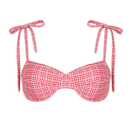 women's poppy gingham cup bikini top with tie straps – minnow