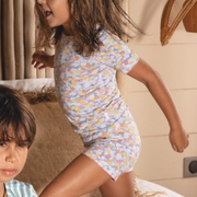 girls jasmine blossom shirt and short pima pajamas set