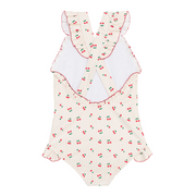 girls summer cherries ruffle edge one piece