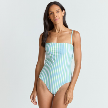 women's tamarin stripe low back one piece – minnow