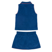 girls newport navy french terry tennis tank top and skort set