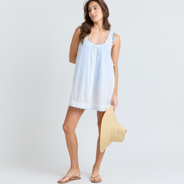 women's white scalloped button up dress