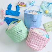 blush gingham quilted easter bucket