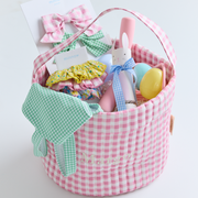 blush gingham quilted easter bucket