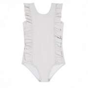 girls dove grey ruffle one piece