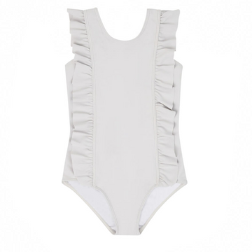 girls dove grey ruffle one piece
