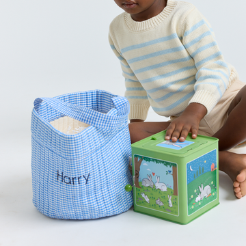 sky blue gingham quilted easter bucket