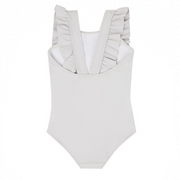 girls dove grey ruffle one piece