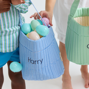 sky blue gingham quilted easter bucket