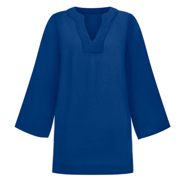 women's oyster blue linen tunic dress  minnow