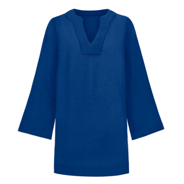 women's oyster blue linen tunic dress
