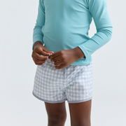 boys dove grey gingham boardie