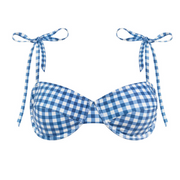 women's navy picnic gingham bikini top