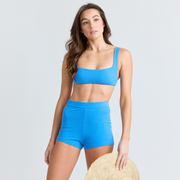 women's deep sea blue terry swim short