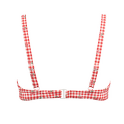 women's cranberry gingham triangle bikini top