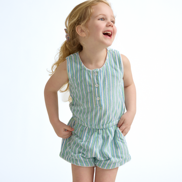 girls tamarin stripe french terry romper