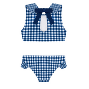 girls navy picnic gingham sailor bikini
