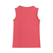 girls poppy red ruffle pointelle tank