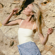 women's buttercream stripe low back one piece