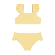 girls buttercream stripe ruffle tie back bikini