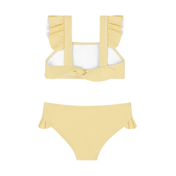 girls buttercream stripe ruffle tie back bikini