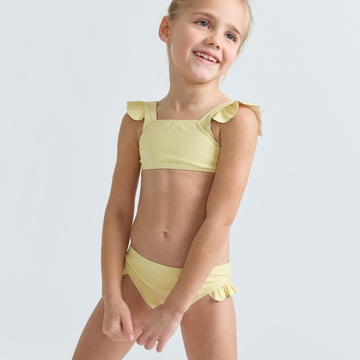 girls buttercream stripe ruffle tie back bikini