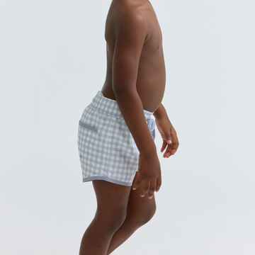 boys dove grey gingham boardie