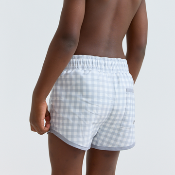 boys dove grey gingham boardie