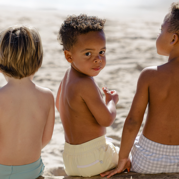 boys buttercream stripe boardie