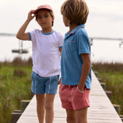 boys cerulean blue french terry polo