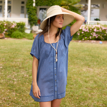 women's navy picnic gingham coverup
