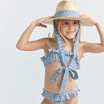 sarah bray bermuda palmetto little girls hat with original slate floral ribbon