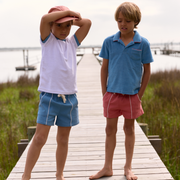 boys cerulean blue french terry polo