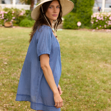 women's navy picnic gingham coverup