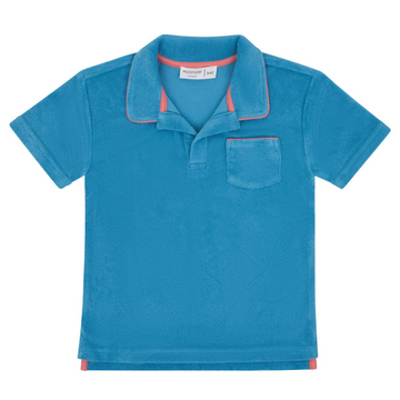 boys cerulean blue french terry polo