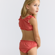 girls sailor red seersucker ruffle edge bikini