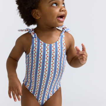 girls strawberry patch tie knot one piece