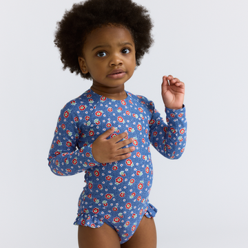 summer infant chatham girls chatham floral rashguard one piece – minnow