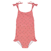 girls cranberry gingham one piece