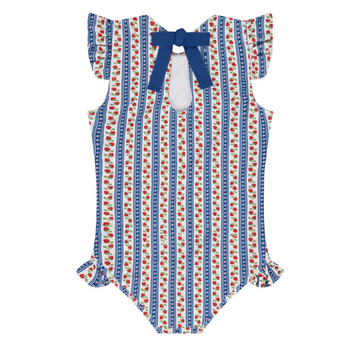 girls strawberry patch ruffle cap sleeve one piece