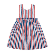 girls surfrider stripe double bow pinafore dress