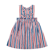 girls surfrider stripe double bow pinafore dress