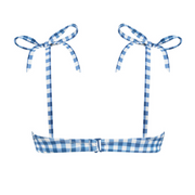 women's navy picnic gingham bikini top