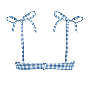 women's navy picnic gingham bikini top