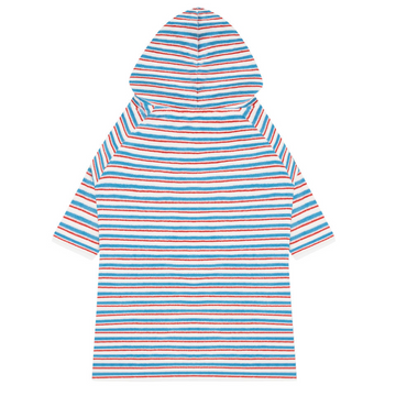 unisex jetty stripe french terry hooded zipper coverup